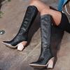 imageSHEMEE Womens Snake Skin Knee High Boots Chunky Heels Western Cowboy Cowgirl Boots Snakeskin Print Block Heeled Tall BootsBlack