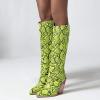 imageSHEMEE Womens Snake Skin Knee High Boots Chunky Heels Western Cowboy Cowgirl Boots Snakeskin Print Block Heeled Tall BootsGreen