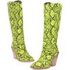 imageSHEMEE Womens Snake Skin Knee High Boots Chunky Heels Western Cowboy Cowgirl Boots Snakeskin Print Block Heeled Tall BootsGreen