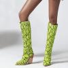 imageSHEMEE Womens Snake Skin Knee High Boots Chunky Heels Western Cowboy Cowgirl Boots Snakeskin Print Block Heeled Tall BootsGreen