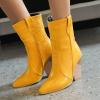 imageSHEMEE Womens Western Cowgirl Chunky High Heels Ankle Boots Pointed Toe Stacked Heel BootiesYellow