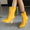 imageSHEMEE Womens Western Cowgirl Chunky High Heels Ankle Boots Pointed Toe Stacked Heel BootiesYellow