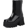 imageSHEMEE Womens Patent Leather Chelsea Boots Gothic Chunky Heel Platform High Heel Ankle BootiesBlack