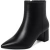 imageSHEMEE Womens Pointed Toe Chunky High Heels Ankle Booties Side Zipper Block Heeled Short BootsBlack Pu