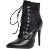 imageSHEMEE Womens Pointed Toe Stiletto High Heels Lace Up Ankle Booties with Side ZipperBlack