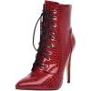 imageSHEMEE Womens Pointed Toe Stiletto High Heels Lace Up Ankle Booties with Side ZipperRed