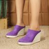 imageSHEMEE Womens Espadrille Mules Platform Wedges Closed Pointy Toe Mule Pumps Faux Suede Espadrilles Wedge Mules Slides Comfort High Heels Platform ShoesPurple