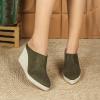imageSHEMEE Womens Espadrille Mules Platform Wedges Closed Pointy Toe Mule Pumps Faux Suede Espadrilles Wedge Mules Slides Comfort High Heels Platform ShoesArmy Green