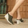 imageSHEMEE Womens Espadrille Mules Platform Wedges Closed Pointy Toe Mule Pumps Faux Suede Espadrilles Wedge Mules Slides Comfort High Heels Platform ShoesArmy Green