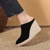 imageSHEMEE Womens Espadrille Mules Platform Wedges Closed Pointy Toe Mule Pumps Faux Suede Espadrilles Wedge Mules Slides Comfort High Heels Platform ShoesBlack