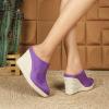 imageSHEMEE Womens Espadrille Mules Platform Wedges Closed Pointy Toe Mule Pumps Faux Suede Espadrilles Wedge Mules Slides Comfort High Heels Platform ShoesPurple