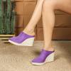 imageSHEMEE Womens Espadrille Mules Platform Wedges Closed Pointy Toe Mule Pumps Faux Suede Espadrilles Wedge Mules Slides Comfort High Heels Platform ShoesPurple