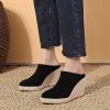 imageSHEMEE Womens Espadrille Mules Platform Wedges Closed Pointy Toe Mule Pumps Faux Suede Espadrilles Wedge Mules Slides Comfort High Heels Platform ShoesBlack