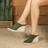 imageSHEMEE Womens Espadrille Mules Platform Wedges Closed Pointy Toe Mule Pumps Faux Suede Espadrilles Wedge Mules Slides Comfort High Heels Platform ShoesArmy Green