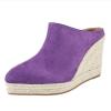 imageSHEMEE Womens Espadrille Mules Platform Wedges Closed Pointy Toe Mule Pumps Faux Suede Espadrilles Wedge Mules Slides Comfort High Heels Platform ShoesPurple