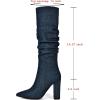 imageSHEMEE Womens Denim Knee High Boots Kitten Heels Pointed Toe Dress Jeans MidCalf Boots Zipper Fashion Tall BootsDark Blue 2