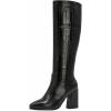 imageSHEMEE Womens Pointed Toe Chunky High Heel Knee High Boots Block Heeled Gogo Boot Shoes with Side ZipperBlack