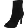 imageSHEMEE Womens Summer Peep Toe Stiletto High Heels Ankle Boots Faux Suede Open Toe Sandals Booties Shoes with Back ZipperBlack
