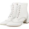 imageSHEMEE Womens Victorian Ankle Boots Lace UP Combat Boots for Women Booties Side Zipper Block Chunky Mid Heels Wingtip Oxford Boot Renaissance ShoesWhite