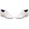 image:imageSHEMEE Chunky Heels Oxfords for Women Patent Leather Mid Low Heels Pumps Retro Wingtip Laced Brogues Shoes WhiteSize 95