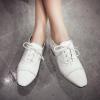 image:imageSHEMEE Chunky Heels Oxfords for Women Patent Leather Mid Low Heels Pumps Retro Wingtip Laced Brogues Shoes WhiteSize 95