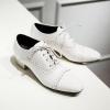 image:imageSHEMEE Chunky Heels Oxfords for Women Patent Leather Mid Low Heels Pumps Retro Wingtip Laced Brogues Shoes WhiteSize 95