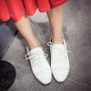 image:imageSHEMEE Chunky Heels Oxfords for Women Patent Leather Mid Low Heels Pumps Retro Wingtip Laced Brogues Shoes WhiteSize 95