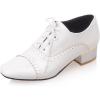 image:imageSHEMEE Chunky Heels Oxfords for Women Patent Leather Mid Low Heels Pumps Retro Wingtip Laced Brogues Shoes WhiteSize 95