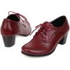 image:imageSHEMEE Womens Chunky Mid Heels Oxfords Vintage Round Square Toe Block Heeled Brogues Lace Up Work Office Daily Dress ShoesBurgundy