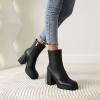 image:imageSHEMEE Womens Square Toe Chunky High Heel Platform Ankle Booties Block Heeled Side Zipper Short Boots ShoesBlack