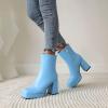 image:imageSHEMEE Womens Square Toe Chunky High Heel Platform Ankle Booties Block Heeled Side Zipper Short Boots ShoesBlue