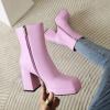 image:imageSHEMEE Womens Square Toe Chunky High Heel Platform Ankle Booties Block Heeled Side Zipper Short Boots ShoesPurple