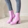 image:imageSHEMEE Womens Square Toe Chunky High Heel Platform Ankle Booties Block Heeled Side Zipper Short Boots ShoesPurple