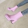 image:imageSHEMEE Womens Square Toe Chunky High Heel Platform Ankle Booties Block Heeled Side Zipper Short Boots ShoesPurple