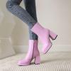 image:imageSHEMEE Womens Square Toe Chunky High Heel Platform Ankle Booties Block Heeled Side Zipper Short Boots ShoesPurple