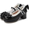 image:imageSHEMEE Womens Kawaii Sweet Bow Heels Cosplay Dress Shoes Chunky Platform Mid Block Heels Buckle Ankle Strap Mary Jane PumpsBlack 02