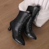 image:imageSHEMEE Kitten Heels Ankle Boots for Women Vintage Victorian Style LaceUp Booties Mid Heels Zipper Shoes with Buckled