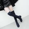 image:imageSHEMEE Womens Denim Low Heels Over The Knee Boots Flat Thigh High Boots Round Toe Side Zipper Long Boots