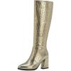 image:imageSHEMEE Womens Pointed Toe Chunky High Heel Knee High Boots Block Heeled Gogo Boot Shoes with Side Zipper