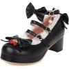 image:imageSHEMEE Women Cute Shoes Kawaii Pumps Mid Block Heel Mary Janes Platform Sweet Lolita Cosplay Dress Shoes Ankle Strap Pumps with Bow1black