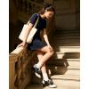 image:imageSHEMEE Womens Retro Wingtip Block Heel Lace Up Oxfords Stacked Chunky High Heels Pumps Vintage Round Toe Brogues Dress ShoesWhiteBlack