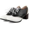 image:imageSHEMEE Womens Retro Wingtip Block Heel Lace Up Oxfords Stacked Chunky High Heels Pumps Vintage Round Toe Brogues Dress ShoesWhiteBlack