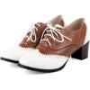 image:imageSHEMEE Womens Retro Wingtip Block Heel Lace Up Oxfords Stacked Chunky High Heels Pumps Vintage Round Toe Brogues Dress ShoesWhiteBrown