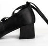 image:imageSHEMEE Satin Ballerina Heels for Women Chunky Block Heel Ribbon Pumps Square Toe Ballet Heels Lace Up Lolita Cosplay Court Fairy Shoes Unique Y2K Gothic Bow Heel Dressy Shoe