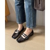 image:imageSHEMEE Womens Mesh Mary Jane Flats Square Closed Toe Jelly Ballet Flats Cutout Jellies Sandals Hollow Buckle Strap Ballerina Shoe Summer Breathable Party Dress Pumps ShoesBlack