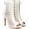 image:imageSHEMEE Womens Lace Heels Stiletto Ankle Boots Mesh Peep Toe Heeled Sandals  Dance ShoesLace Up HeelsBack Zipper Short BootiesFishnet Round Open Toe Hooker HeelsWedding Boots Stripper Heels BridalWhite