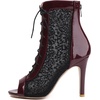 image:imageSHEMEE Womens Lace Heels Stiletto Ankle Boots Mesh Peep Toe Heeled Sandals  Dance ShoesLace Up HeelsBack Zipper Short BootiesFishnet Round Open Toe Hooker HeelsWedding Boots Stripper Heels BridalBurgundy