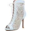 image:imageSHEMEE Womens Lace Heels Stiletto Ankle Boots Mesh Peep Toe Heeled Sandals  Dance ShoesLace Up HeelsBack Zipper Short BootiesFishnet Round Open Toe Hooker HeelsWedding Boots Stripper Heels BridalLight Blue